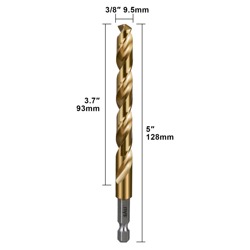 SALI Cobalt Drill Bit Set,3 Pack 3/8 Inch High Speed Steel Hex Shank Jobber Drill Bits, for Hardwood, Aluminum,Metal,Copper,Alloyed Steel - Image 2